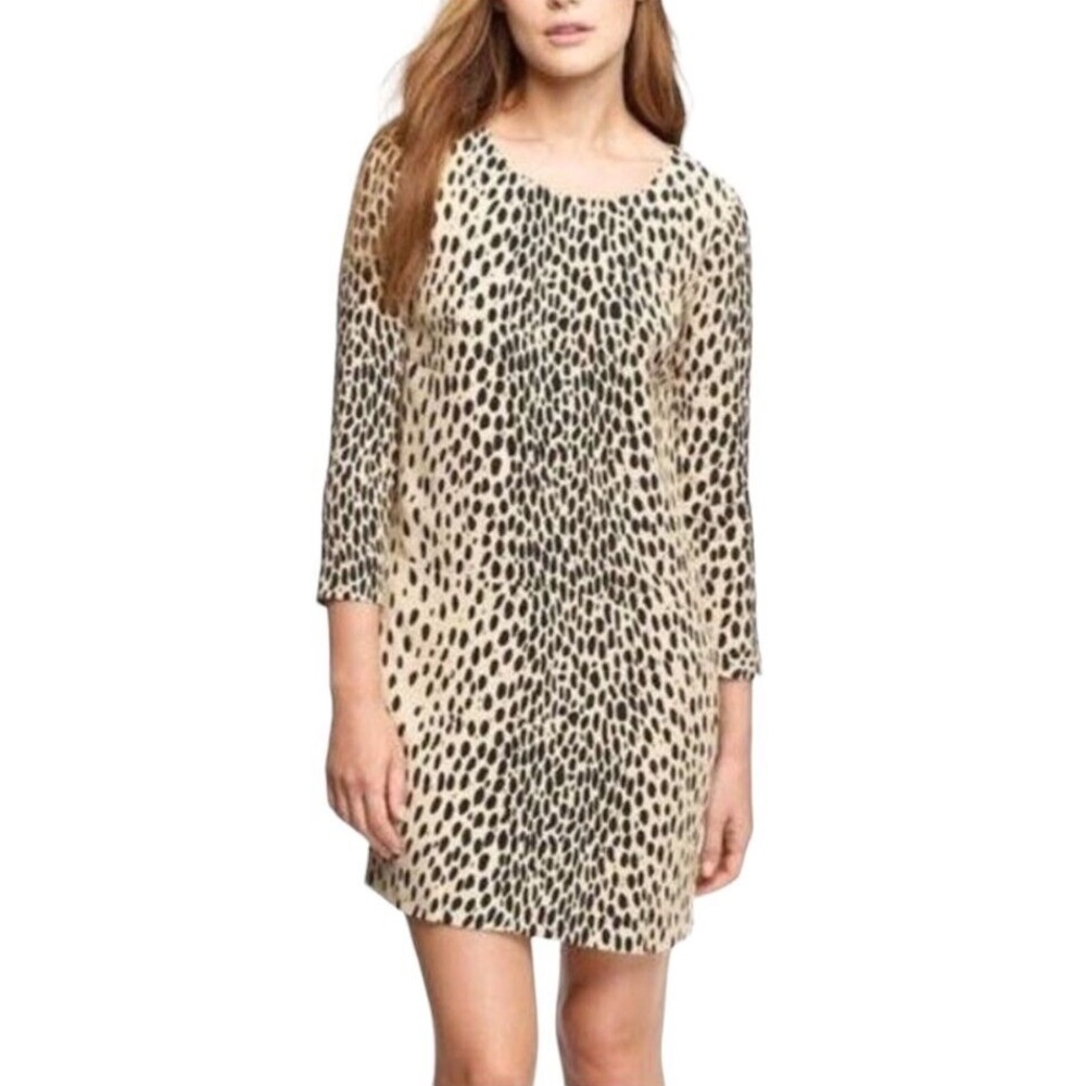 GUC J.CREW Jules Dress in Wildcat Leopard Animal Print Tan Shift Style Size 6